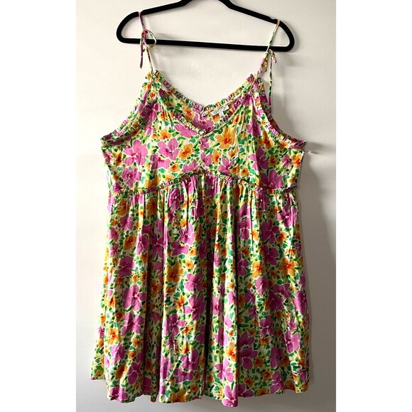 Patrons of Peace Dresses & Skirts - Patrons of Peace Malibu Mini Dress Babydoll Floral Size XL Boho Tie Straps